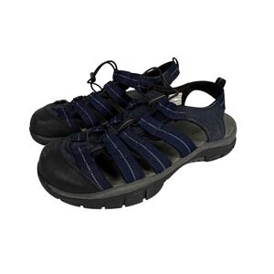 Reel Legends‎ Wolf II Mens 10 Navy Blue Black Sport Sandals Fisherman Hiking